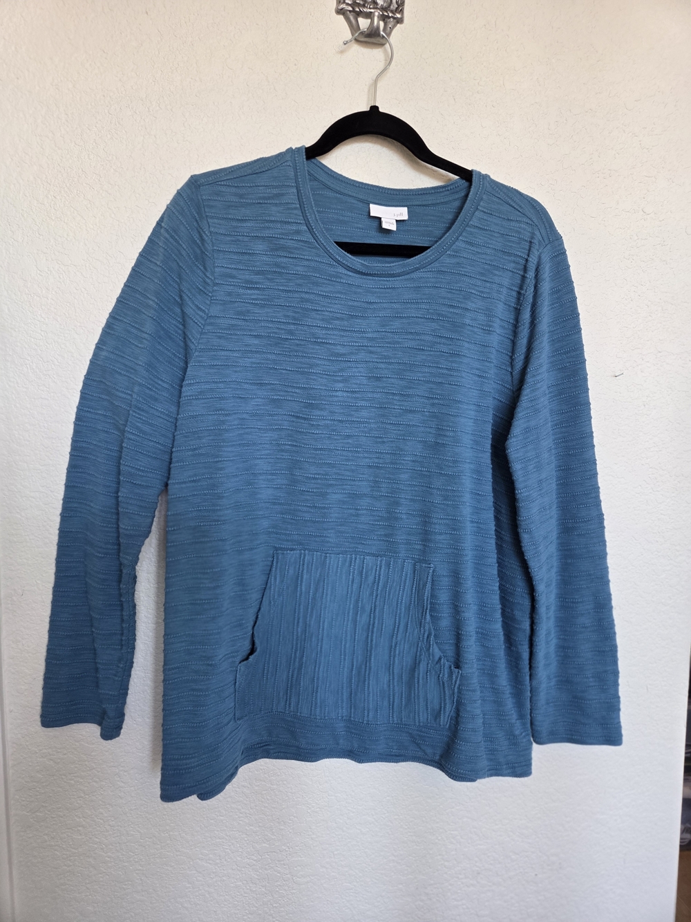 J. Jill Teal Blue Textured Crewneck Pullover